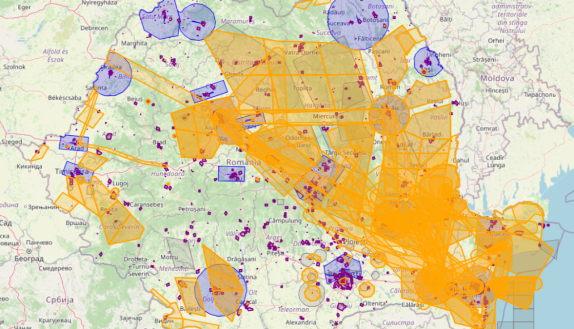 Hartă ROMATSA cu geozone restricționate