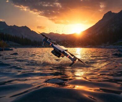 dronă căzută în apă